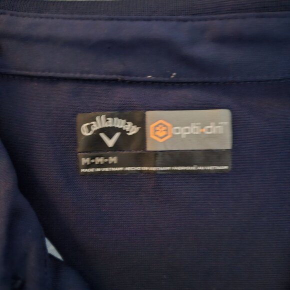 Callaway Opti-Dri Navy Blue Striped Short Sleeve Golf Tee Polo Shirt Size Medium - Picture 6 of 8